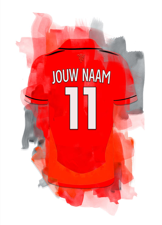 Manchester United poster met naam en rugnummer - Man United poster met personalisatie