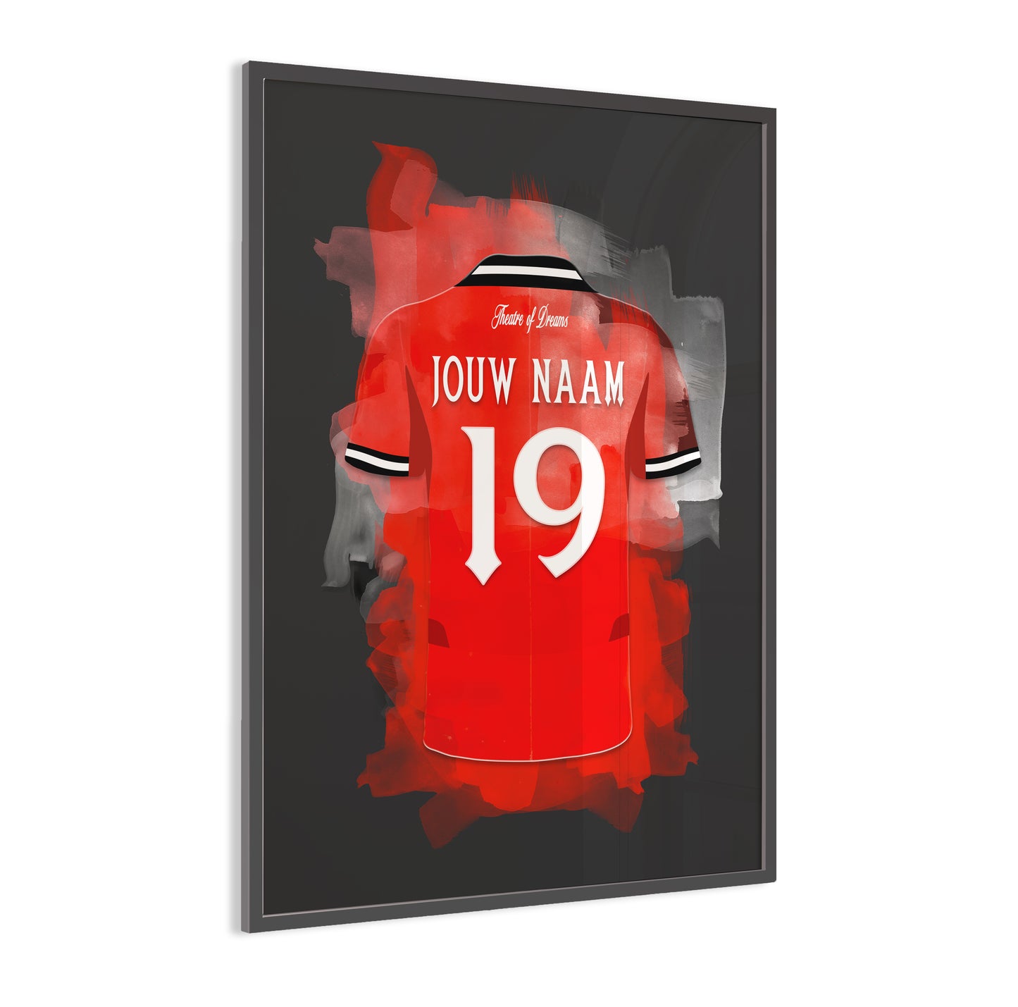 Manchester United Shirt Ingelijste Poster Donkergrijs
