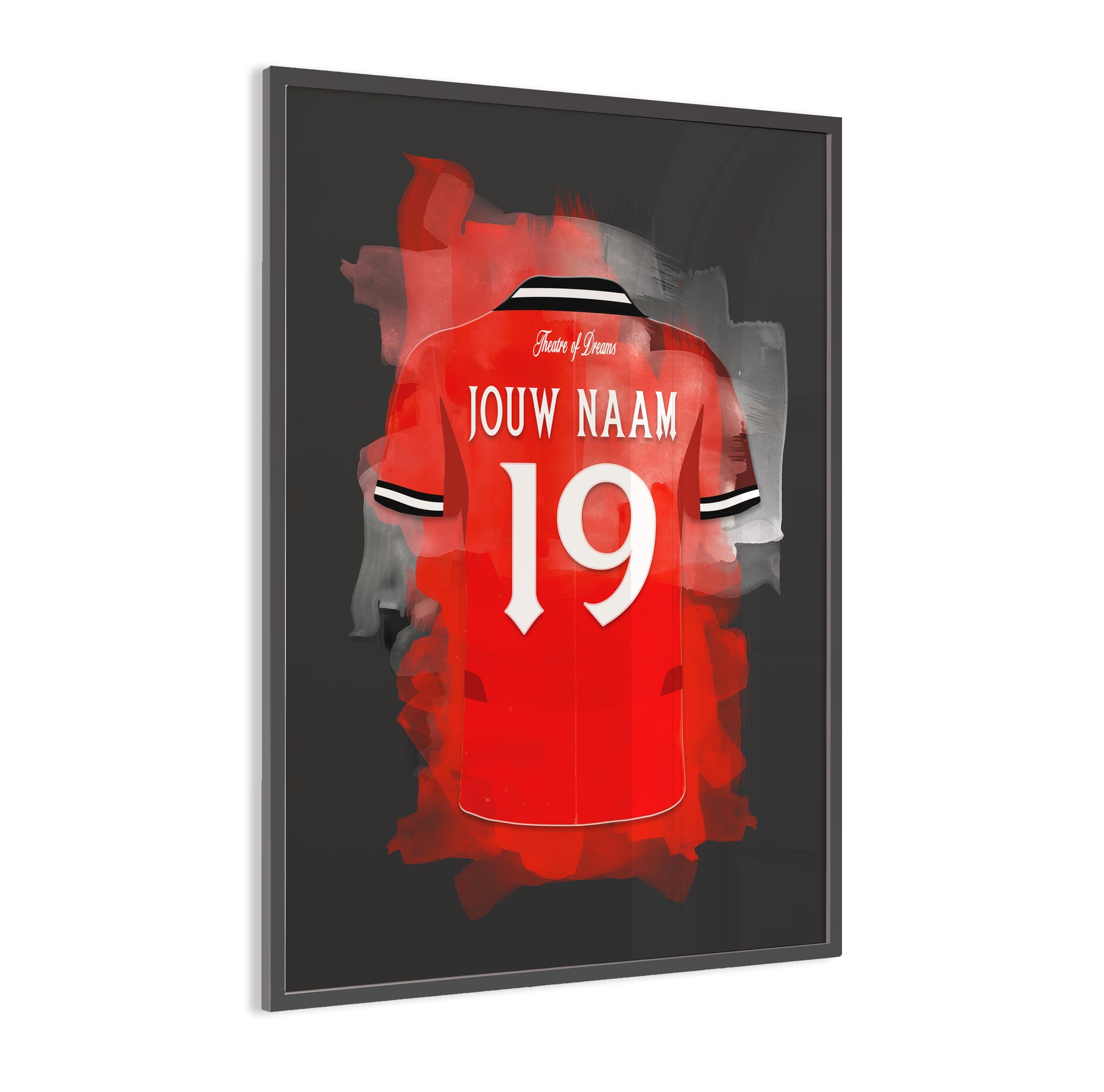Manchester United Shirt Ingelijste Poster Donkergrijs