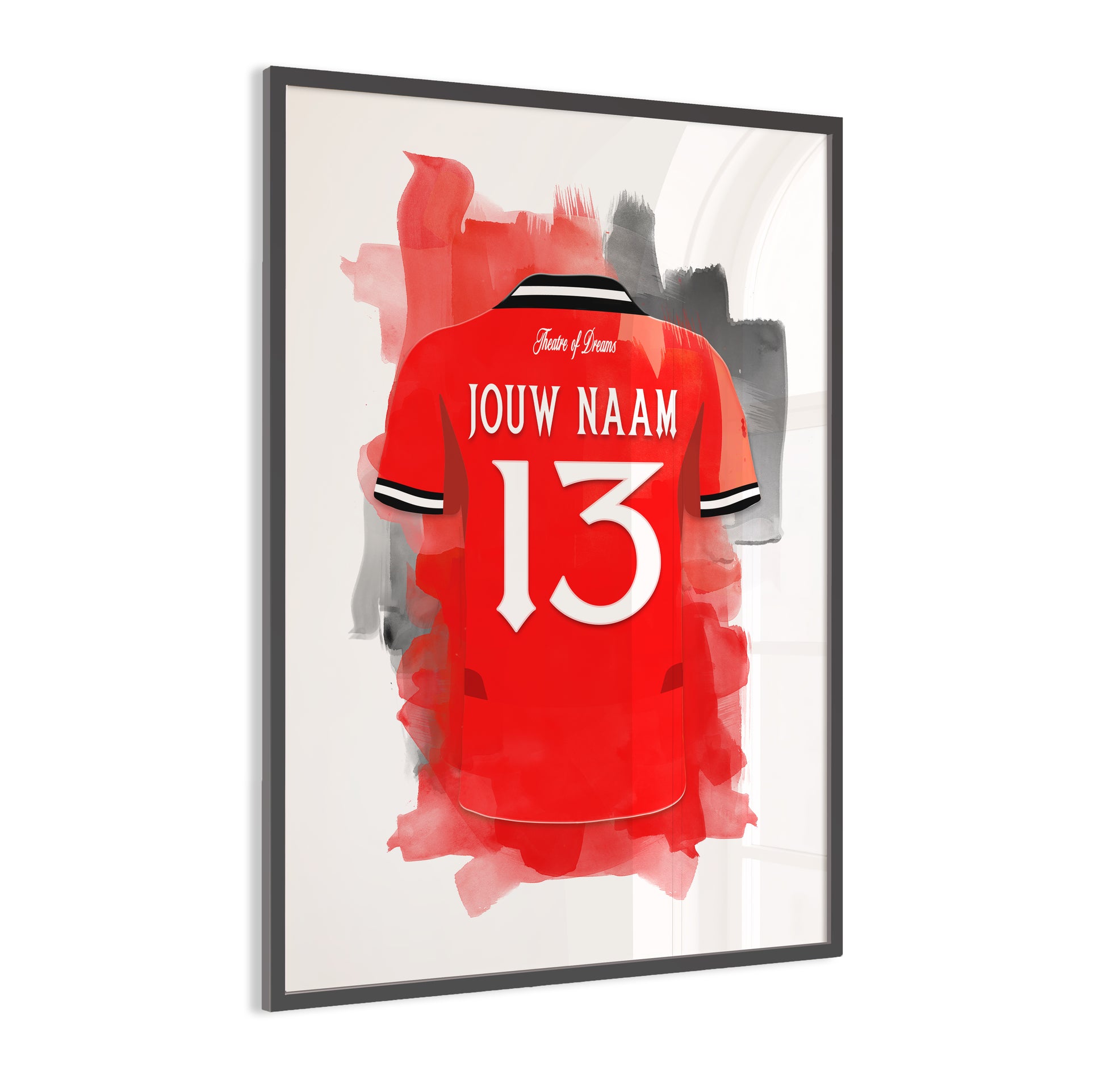 Manchester United Shirt Ingelijste Poster Wit