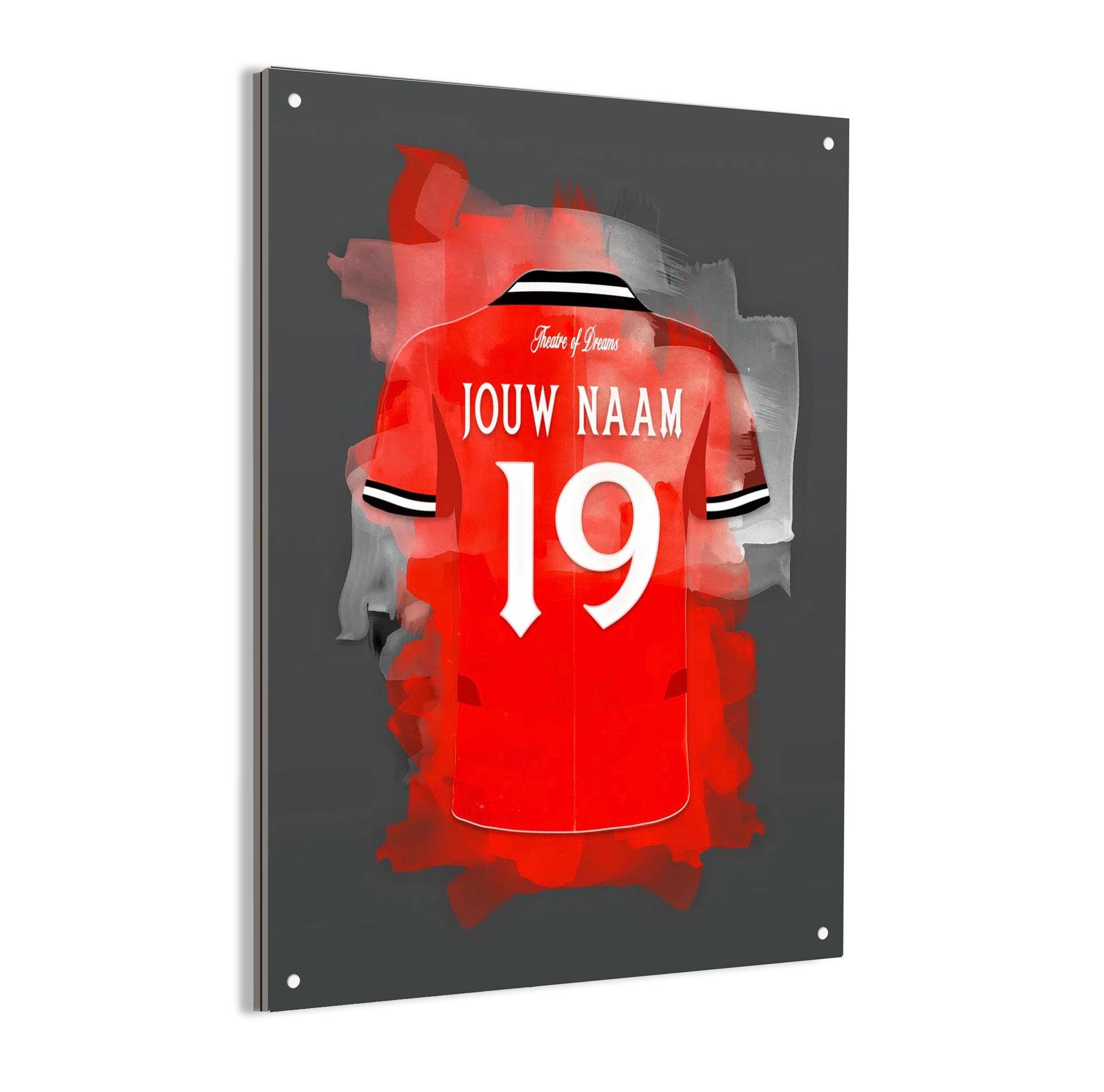 Manchester United Shirt Dibond Poster Donkergrijs