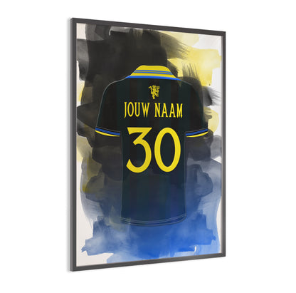 Manchester United voetbal wanddecoratie - Man U shirt 2025-2026 poster - Ingelijste poster - Man United voetbal fan kado