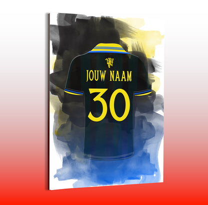 Manchester United voetbal wanddecoratie - Man U shirt 2025-2026 poster - Aluminium poster - Man United voetbal fan kado