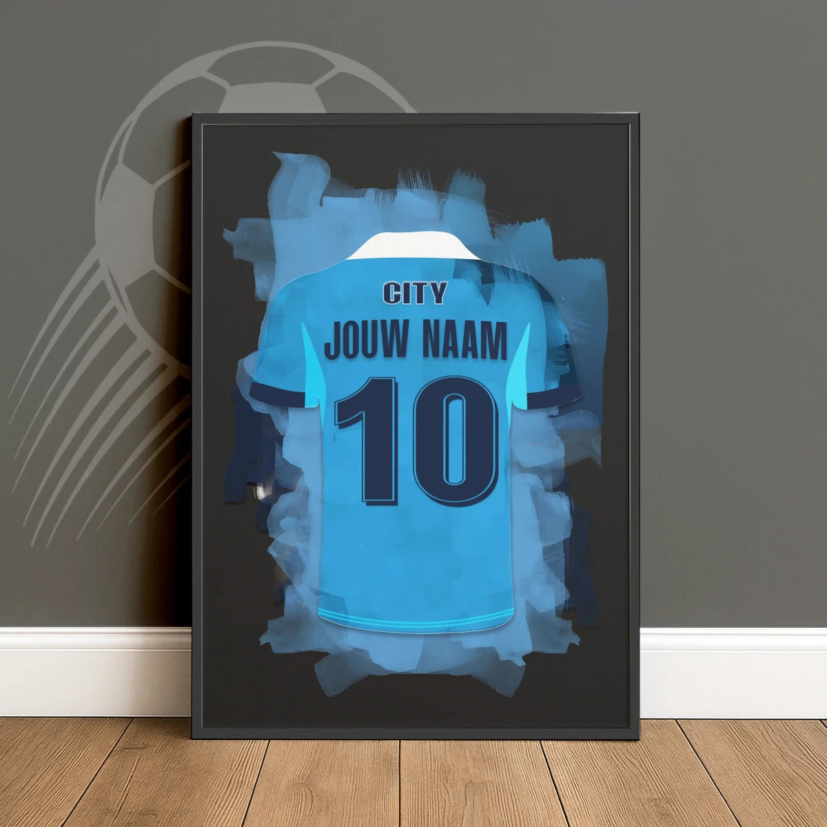 Manchester City Voetbal Poster Met Naam Personalisatie