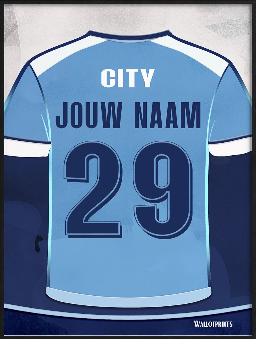 Manchester City Wanddecoratie Gepersonaliseerd Voetbal Cadeau