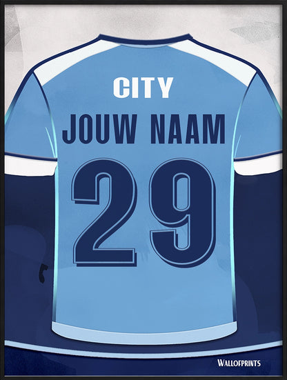 Manchester City Wanddecoratie Gepersonaliseerd Voetbal Cadeau