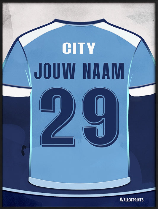 Manchester City Wanddecoratie Gepersonaliseerd Voetbal Cadeau