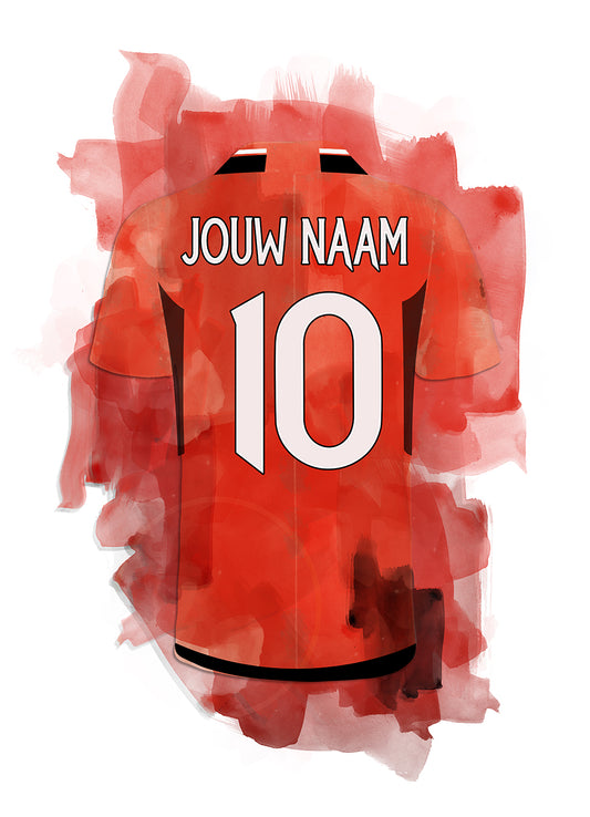 Manchester United poster met eigen naam en rugnummer