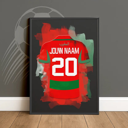 Marokkaans Voetbal Elftal Poster Met Naam En Rugnummer
