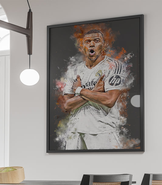 Kylian Mbappe ingelijste Real Madrid poster