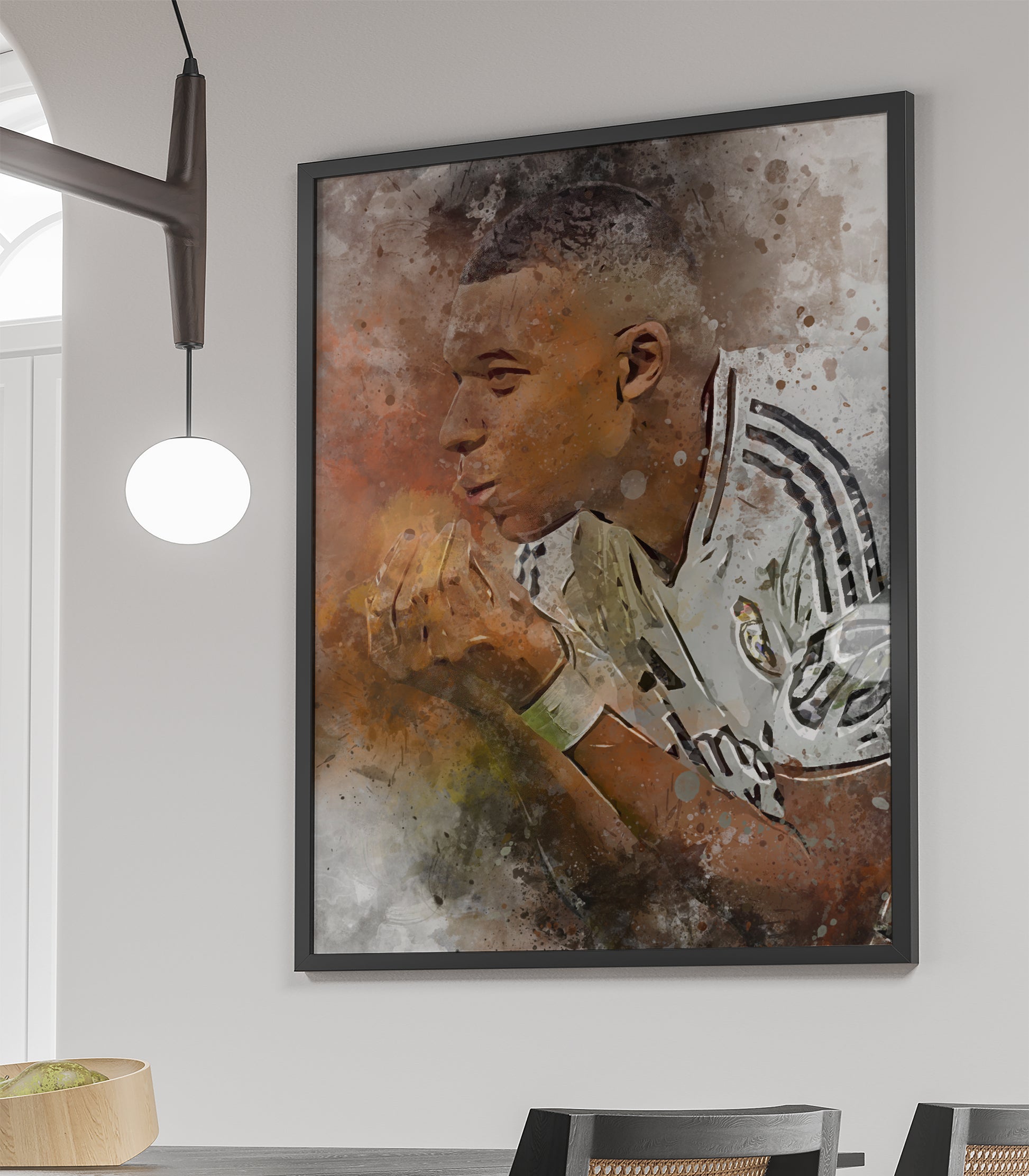 Kylian Mbappe wanddecoratie - Ingelijste poster - Voetbal fan kado