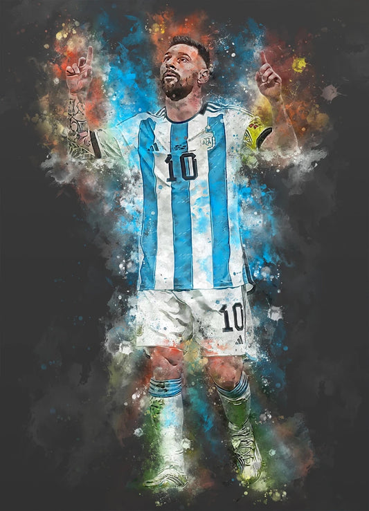 Messi Voetbal Poster Waterverf Jongenskamer Voetbal Cadeau