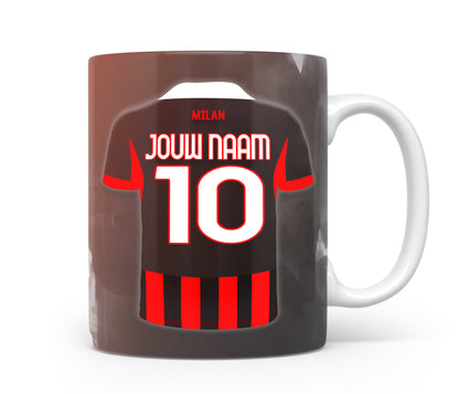 AC Milan mok met personalisatie - Eigen naam en rugnummer - Voetbal fan kado 