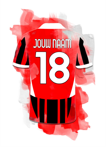 AC Milan witte poster met eigen naam en rugnummer - AC Milan poster met personalisatie