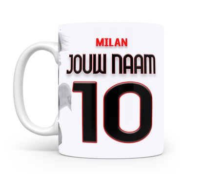 AC Milan mok met personalisatie - Eigen naam en rugnummer - Voetbal fan kado 