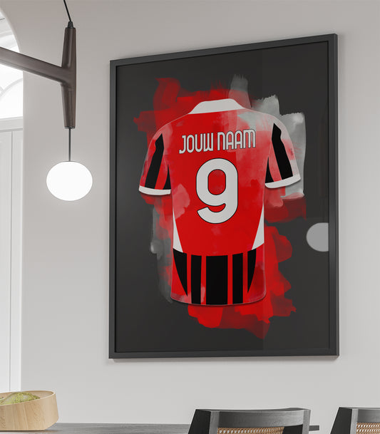 AC Milan ingelijste poster met eigen naam en rugnummer - AC Milan poster met personalisatie