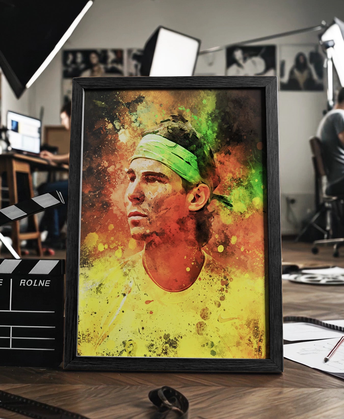 Rafael Nadal ingelijste poster tennis waterverf