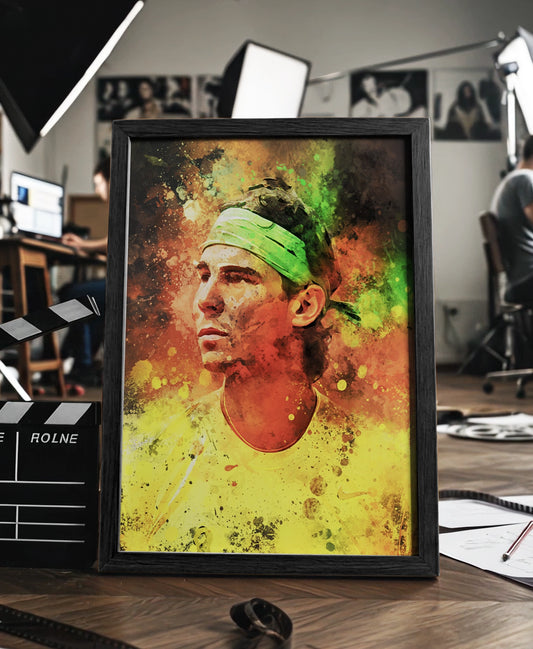 Rafael Nadal ingelijste poster tennis waterverf
