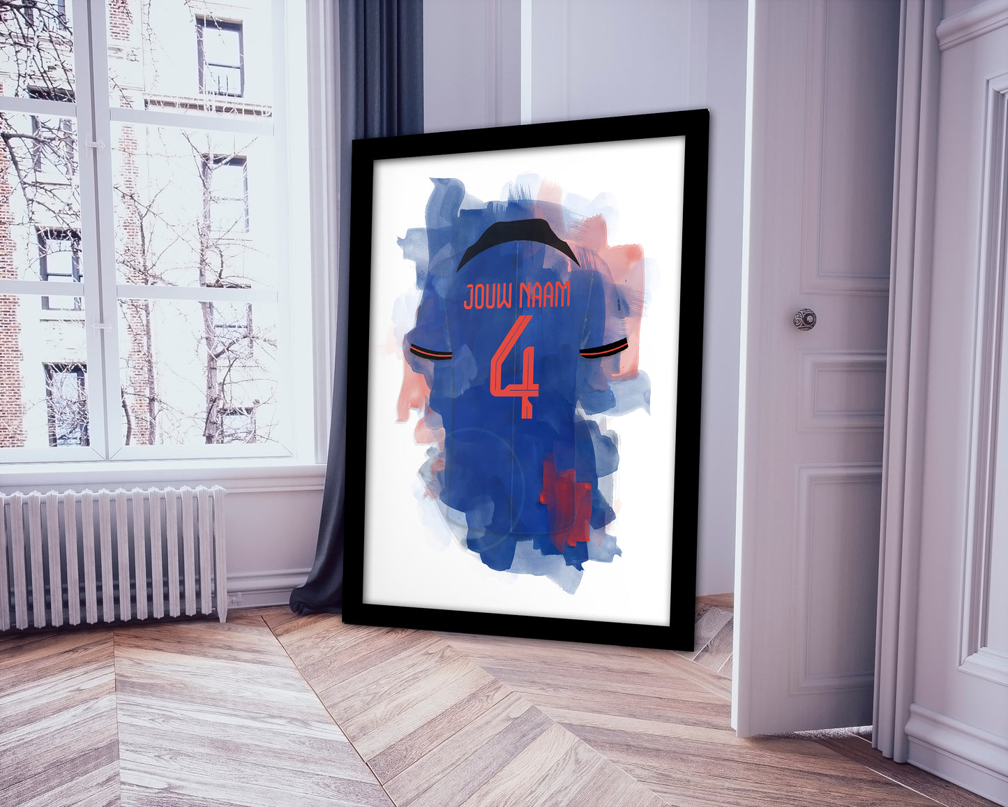 Nederlands Elftal Blauw voetbalposter met personalisatie