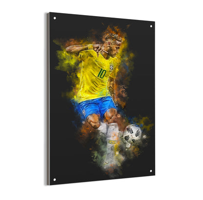 Neymar JR aluminium dibond voetbal poster aquarel waterverf