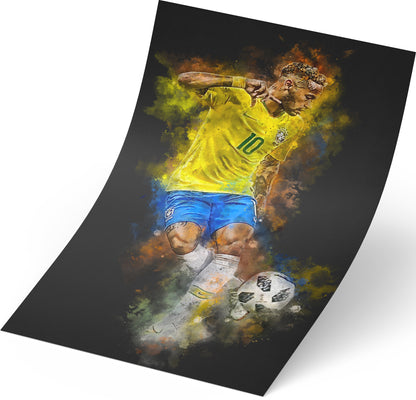 Neymar JR voetbal poster aquarel waterverf