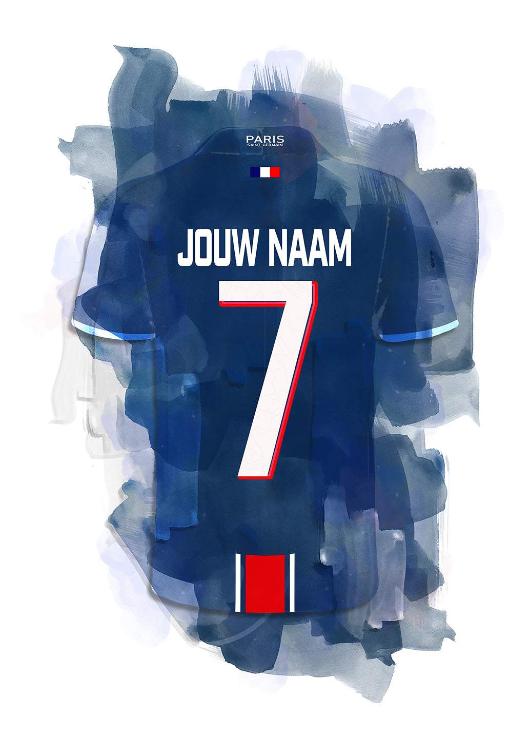 PSG-Fußballplakat – mit Ihrem eigenen Namen und Ihrer Trikotnummer