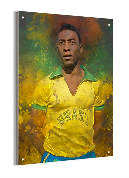 Pele Brazilië Voetbal Aluminium Dibond Wanddecoratie Mancave