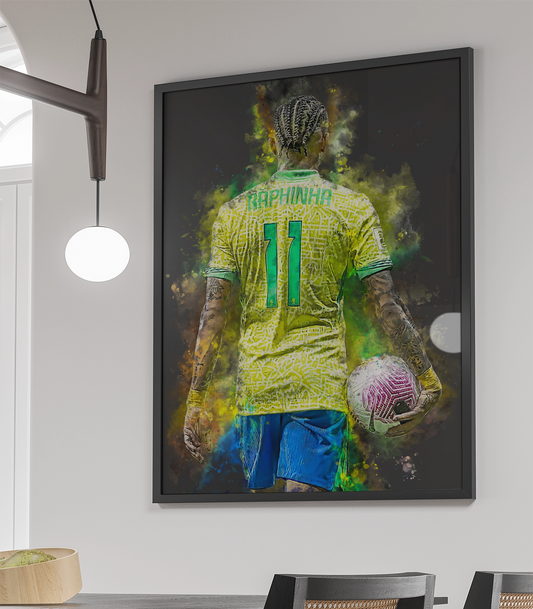 Raphinha Voetbal Wanddecoratie Poster Met Lijst Verjaardag