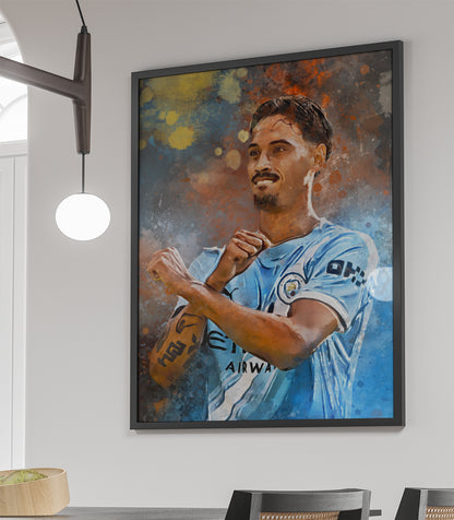 Tijjani Reijnders portret wanddecoratie - Ingelijste poster - Voetbal fan cadeau