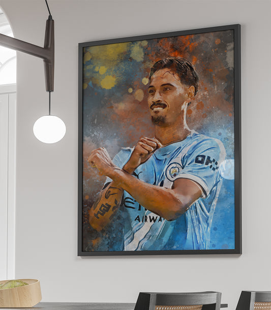 Tijjani Reijnders portret wanddecoratie - Ingelijste poster - Voetbal fan cadeau