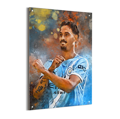 Tijjani Reijnders portret wanddecoratie - Dibond poster - Voetbal fan cadeau