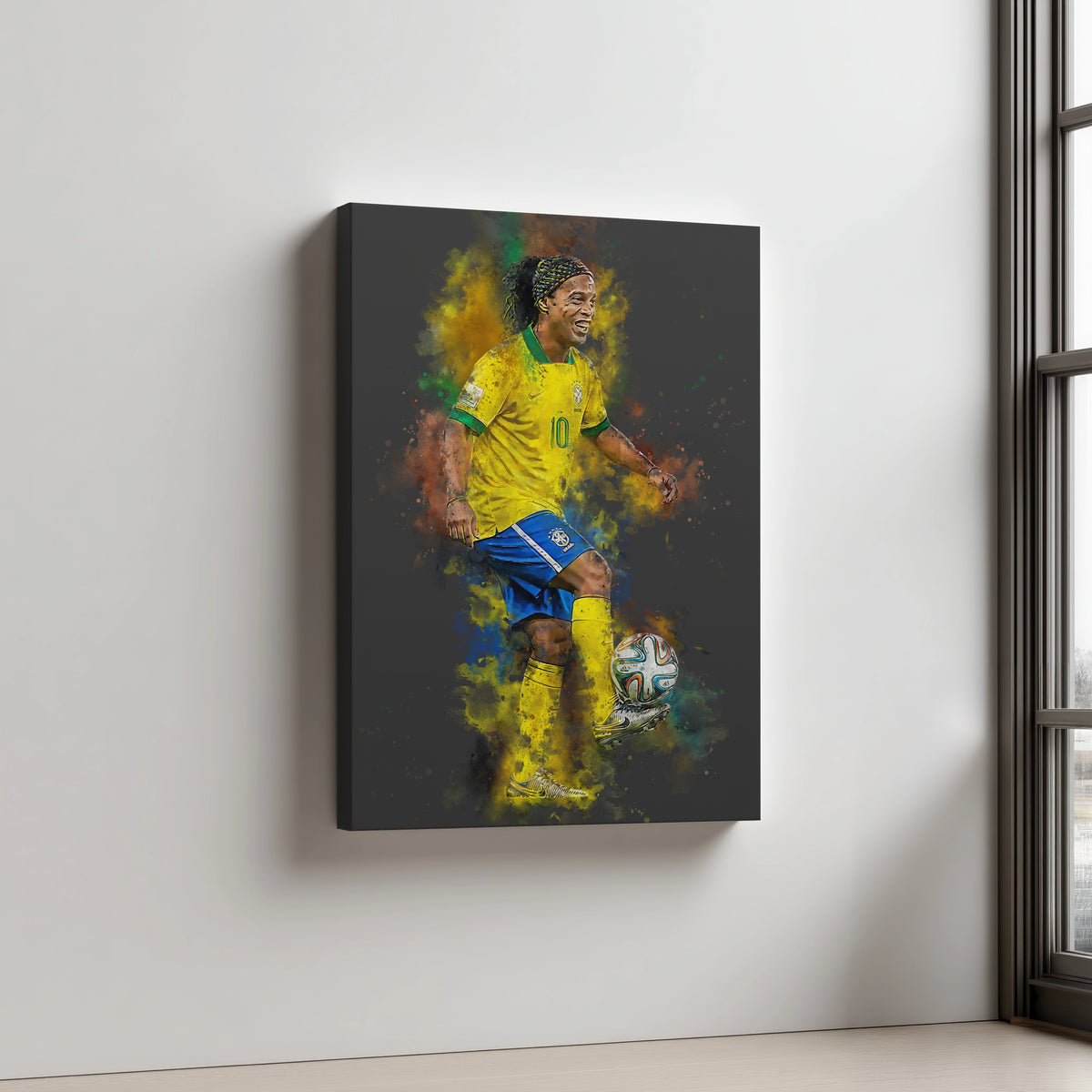 Ronaldinho Voetbal Wanddecoratie Canvas Aluminium Dibond Jongenskamer