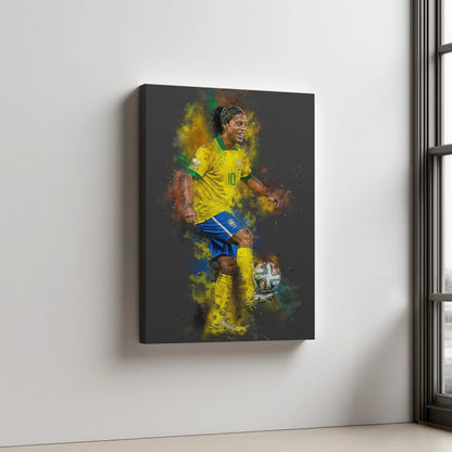 Ronaldinho Voetbal Wanddecoratie Canvas Aluminium Dibond Jongenskamer