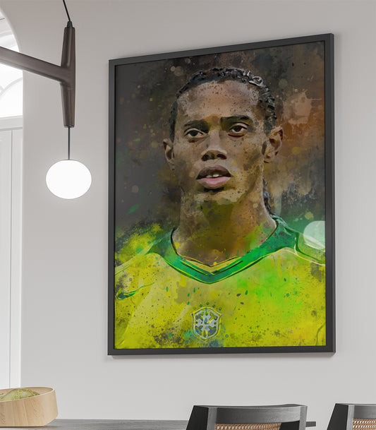 ronaldinho ingelijste poster Brazilië - portretposter - voetbal fan cadeau