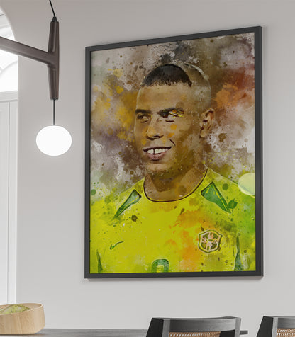 Ronaldo R9 ingelijste poster - portret poster - voetbal fan cadeau