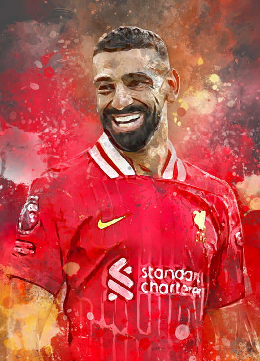 Mohamed Salah wanddecoratie - Voetbal fan cadeau - Poster - Canvas - Ingelijste poster - Dibond