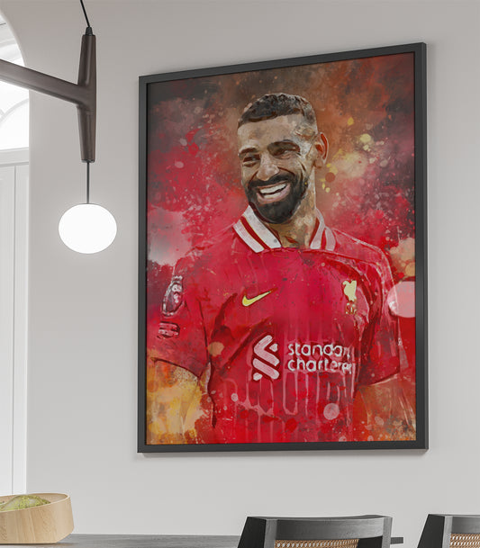 Mohamed Salah wanddecoratie - Voetbal fan cadeau - Poster - Canvas - Ingelijste poster - Dibond