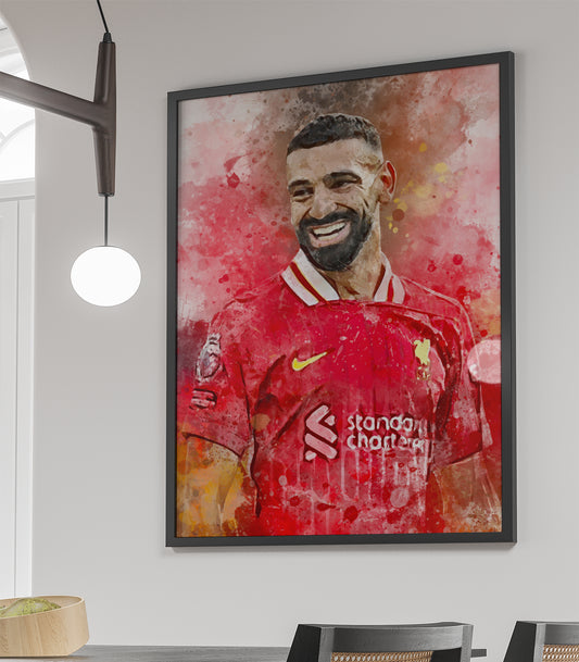 Mohamed Salah wanddecoratie - Voetbal fan cadeau - Poster - Canvas - Ingelijste poster - Dibond