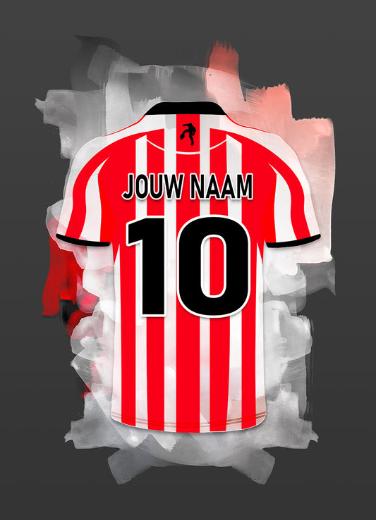Sparta Rotterdam wanddecoratie - Losse poster - Zwarte achtergrondkleur - Voetbal fan cadeau
