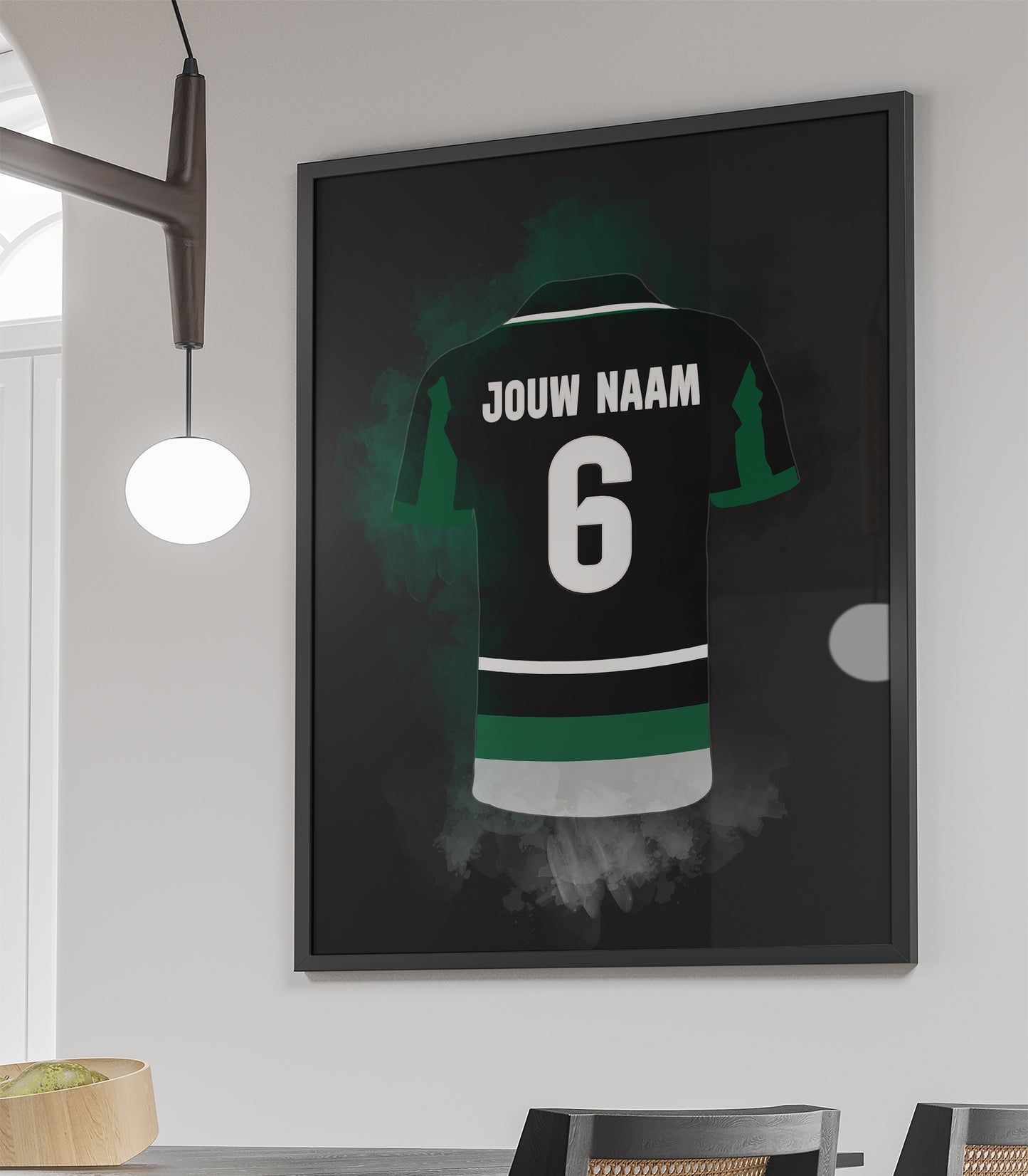 Sporting voetbalposter met eigen naam en rugnummer