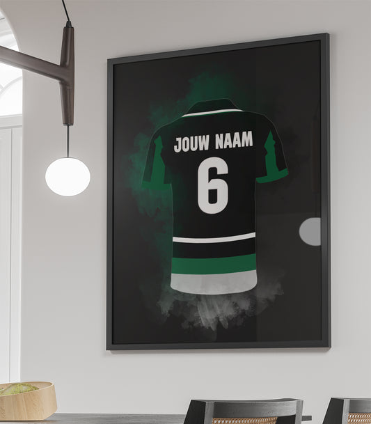 Sporting voetbalposter met eigen naam en rugnummer