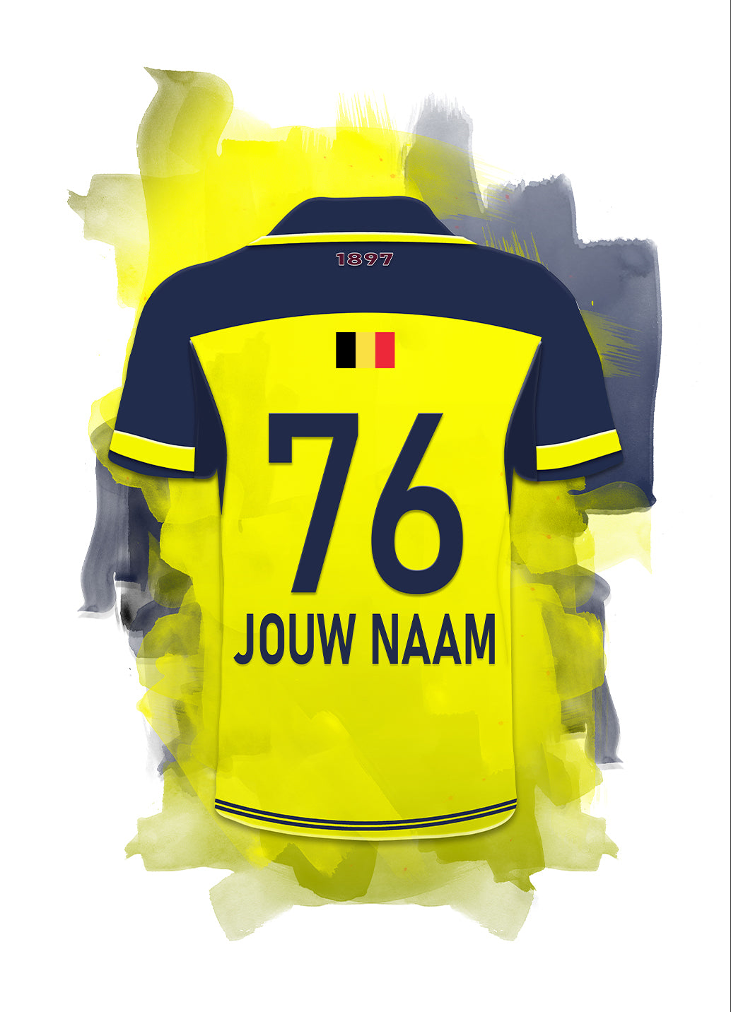 Union Sint-Gillis voetbalposter met naam en rugnummer