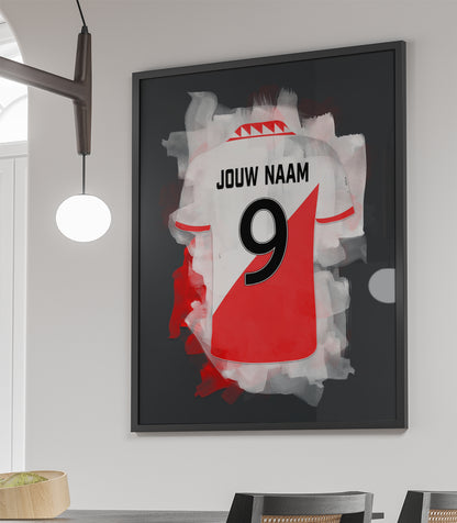 FC Utrecht ingelijste poster met eigen naam en rugnummer - FC Utrecht print met personalisatie