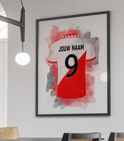 FC Utrecht ingelijste poster met eigen naam en rugnummer - FC Utrecht print met personalisatie