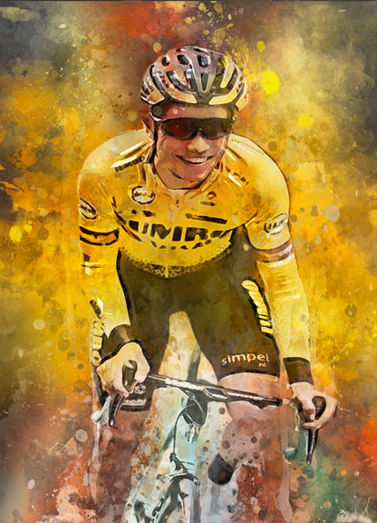 Van Aert Jumbo Visma poster met motiverend wielrenner ontwerp – ideaal voor fietsfanaten en wielrenners