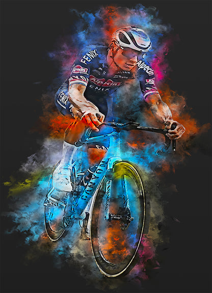 Van Der Poel wielrenners poster met motiverend wielrenner print – ideaal voor fietsfanaten en wielrenners