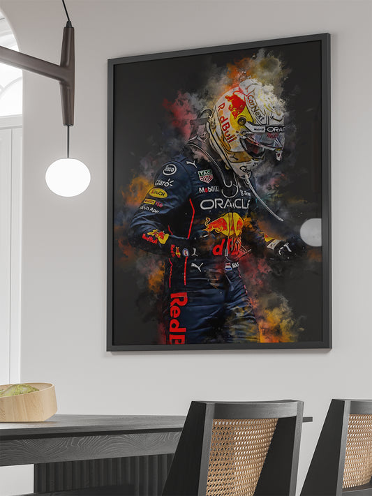 Sportposter Max Verstappen in Red Bull Racing tenue
