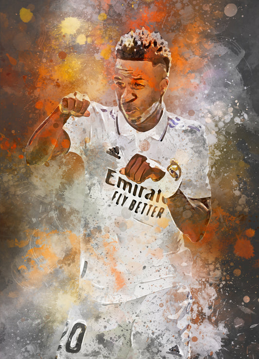 Vinicius Jr voetbal wanddecoratie - Vini Jr tekening - Vini Jr poster - Vini Jr voetbal poster