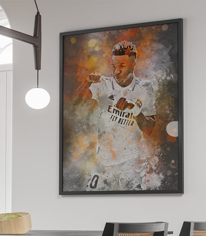 Vinicius Jr voetbal wanddecoratie - Vini Jr tekening - Vini Jr ingelijste poster - Vini Jr voetbal poster