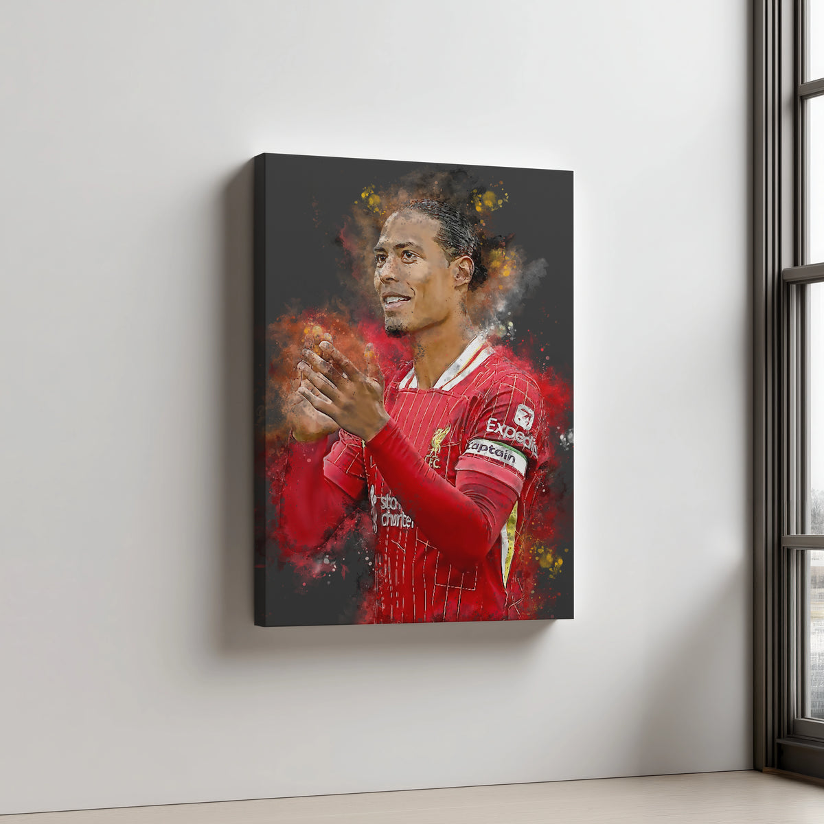 Virgil van Dijk Voetbal Wanddecoratie Canvas Dibond Jongenskamer